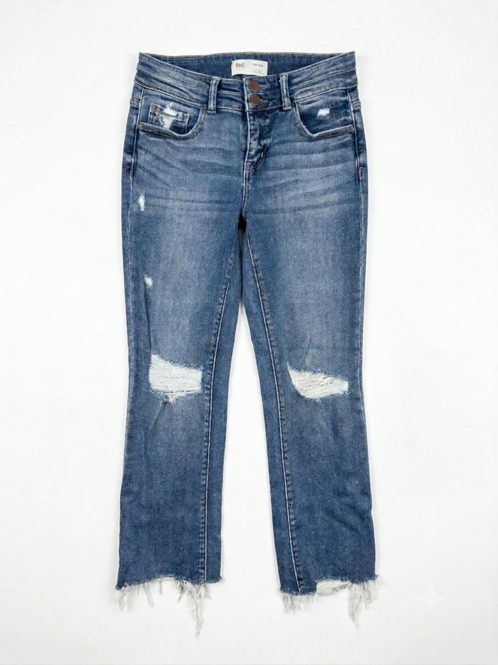 BKE Payton Mid-Rise Cropped Straight Jeans Distressed Raw Hem (26x28)